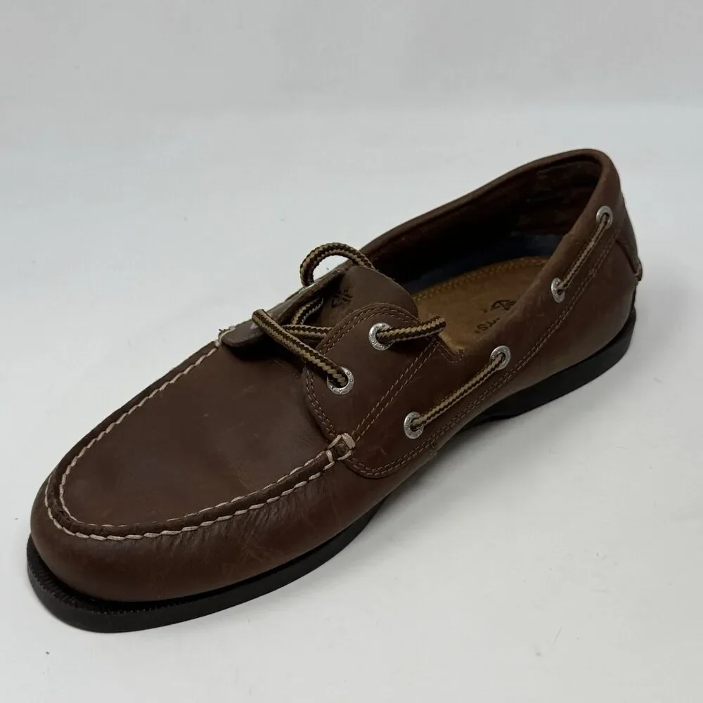Dockers Vargas Boat Shoes Mens 10 M Brown Leather 2 Eye Casual Preppy Moccasins